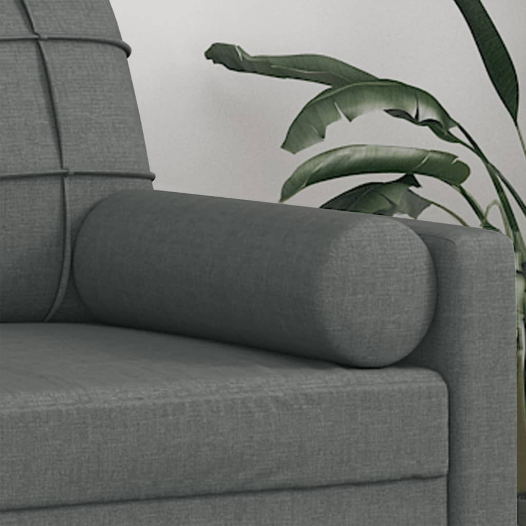 vidaXL Coussins décoratifs 2 pcs Gris foncé Ø15x50 cm Tissu
