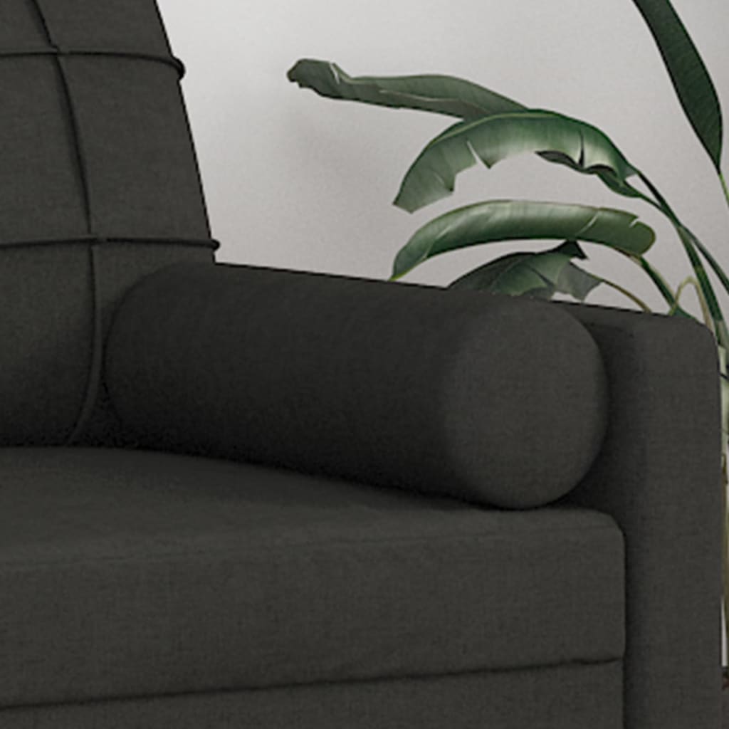 vidaXL Coussins décoratifs 2 pcs Noir Ø15x50 cm Tissu