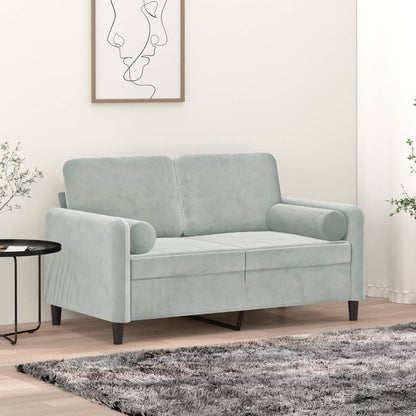 vidaXL Coussins décoratifs 2 pcs Gris clair Ø15x50 cm Velours