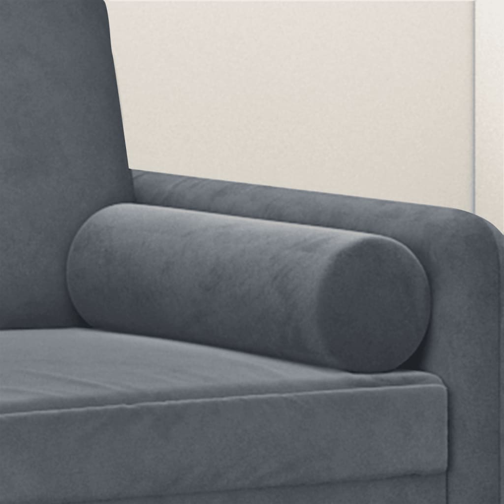 vidaXL Coussins décoratifs 2 pcs Gris foncé Ø15x50 cm Velours