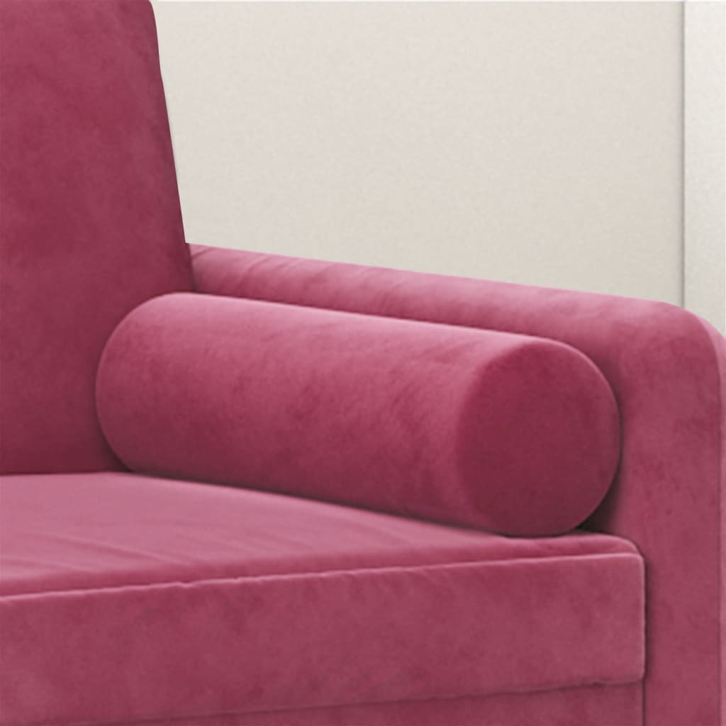 vidaXL Coussins décoratifs 2 pcs Rouge bordeaux Ø15x50 cm Velours