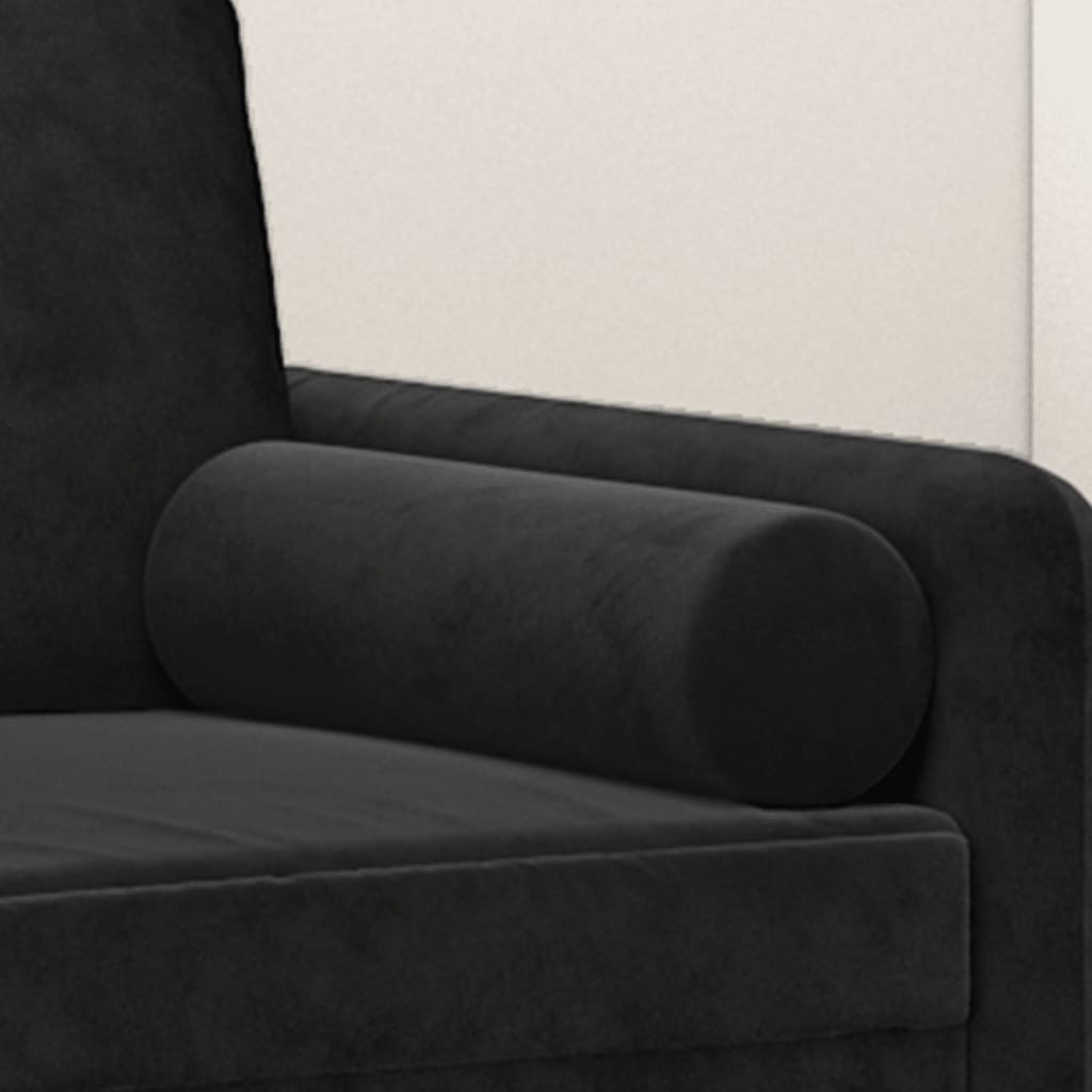 vidaXL Coussins décoratifs 2 pcs Noir Ø15x50 cm Velours