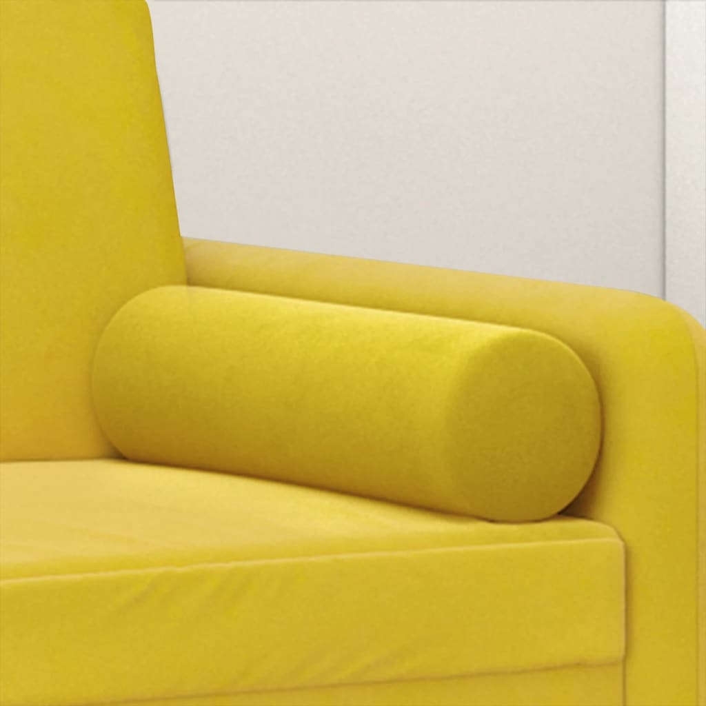 vidaXL Coussins décoratifs 2 pcs Jaune Ø15x50 cm Velours