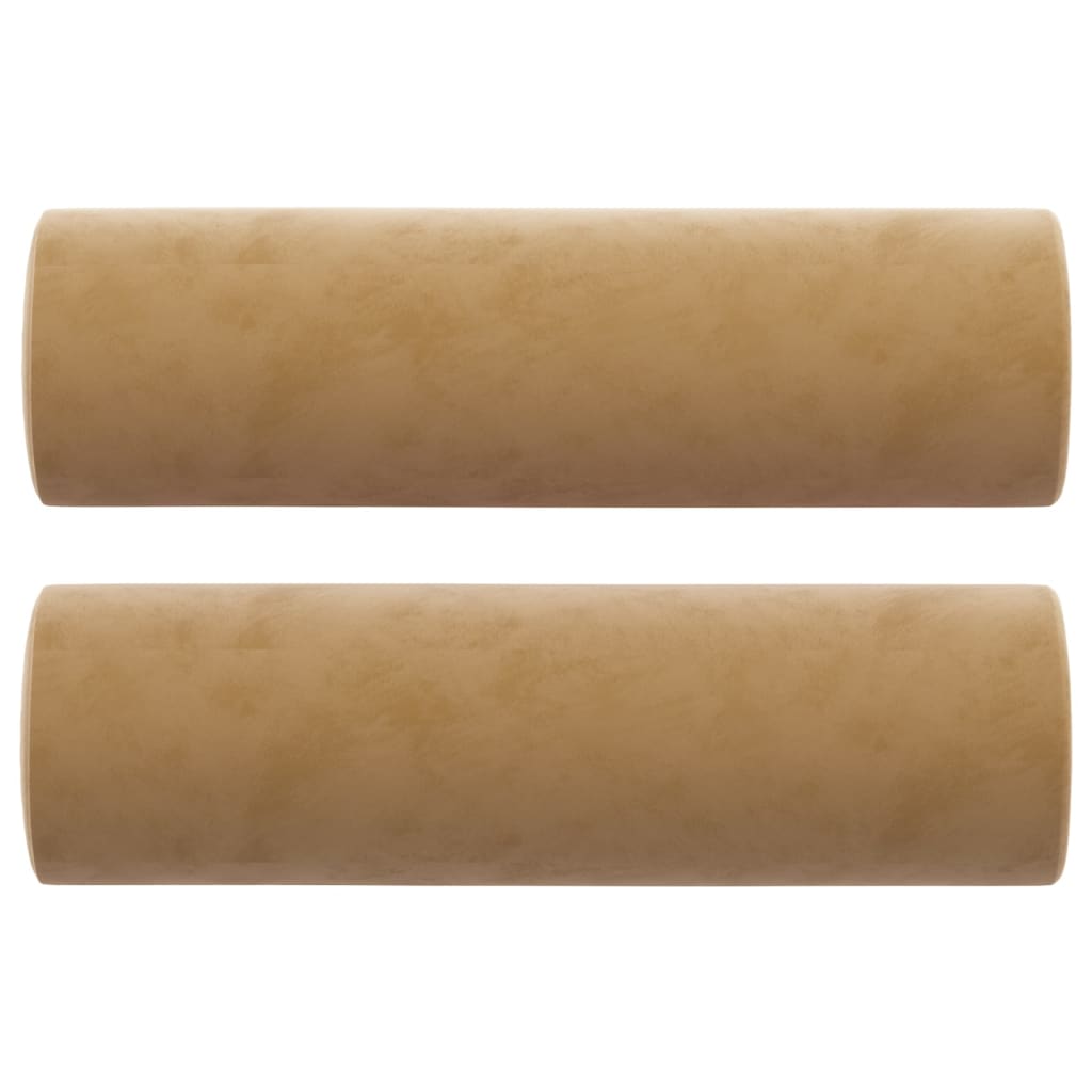 vidaXL Coussins décoratifs 2 pcs Marron Ø15x50 cm Velours