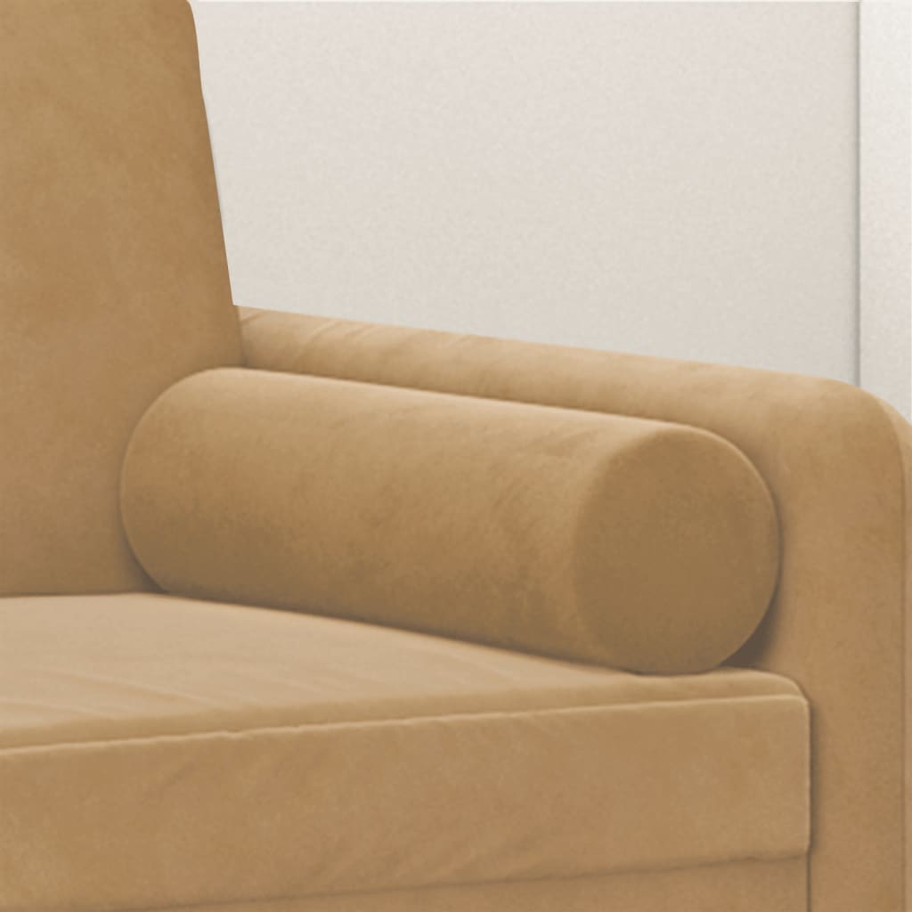 vidaXL Coussins décoratifs 2 pcs Marron Ø15x50 cm Velours