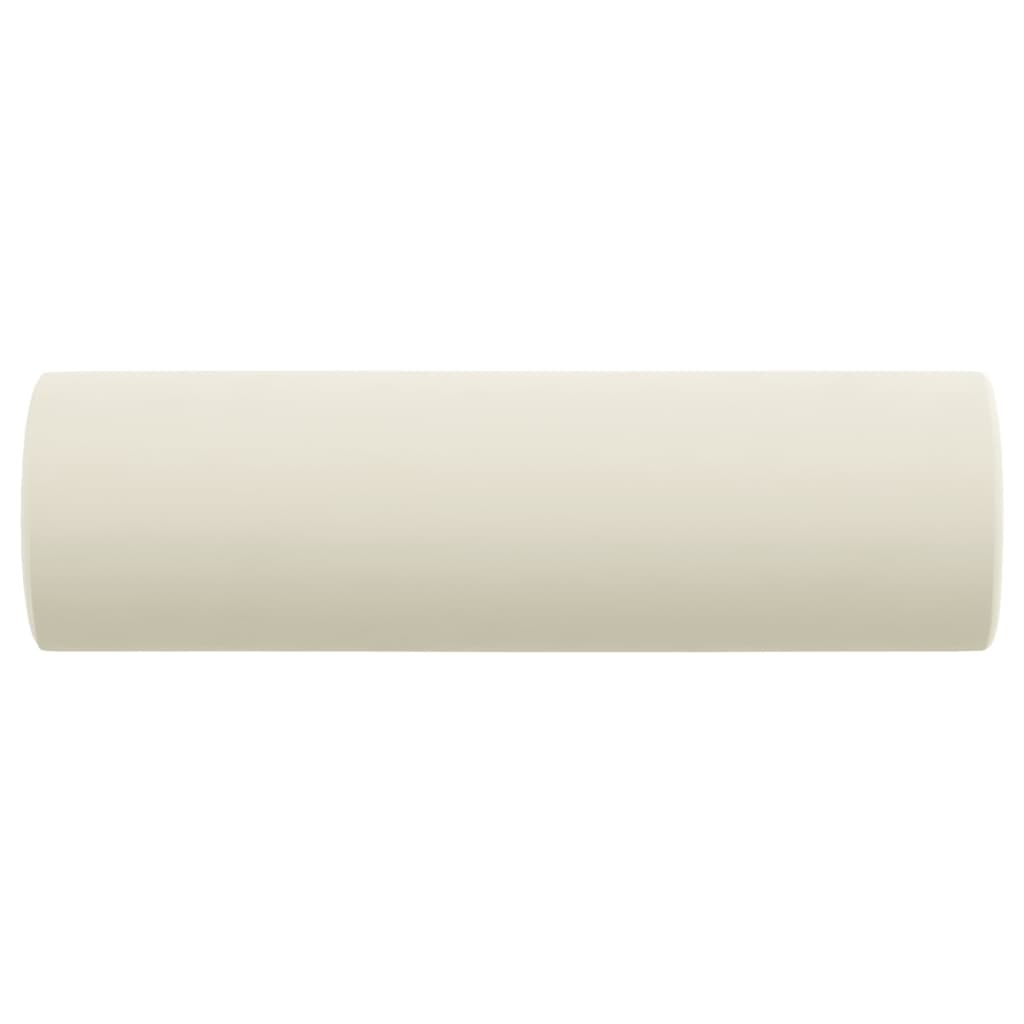 vidaXL Coussins décoratifs 2 pcs Crème Ø15x50 cm Velours