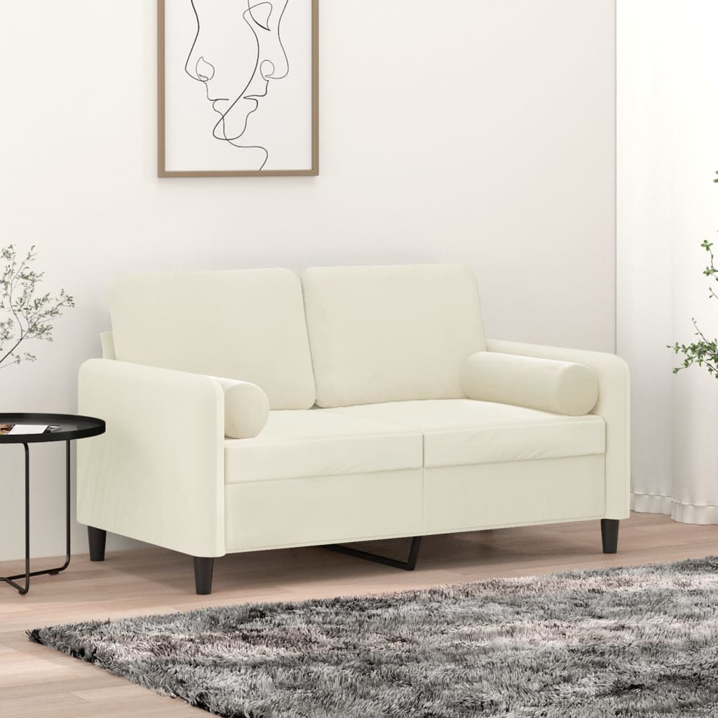 vidaXL Coussins décoratifs 2 pcs Crème Ø15x50 cm Velours
