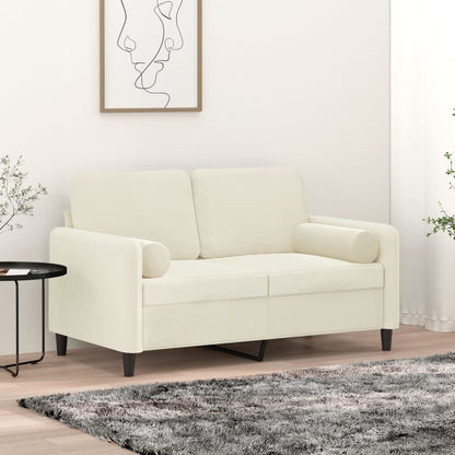 vidaXL Coussins décoratifs 2 pcs Crème Ø15x50 cm Velours