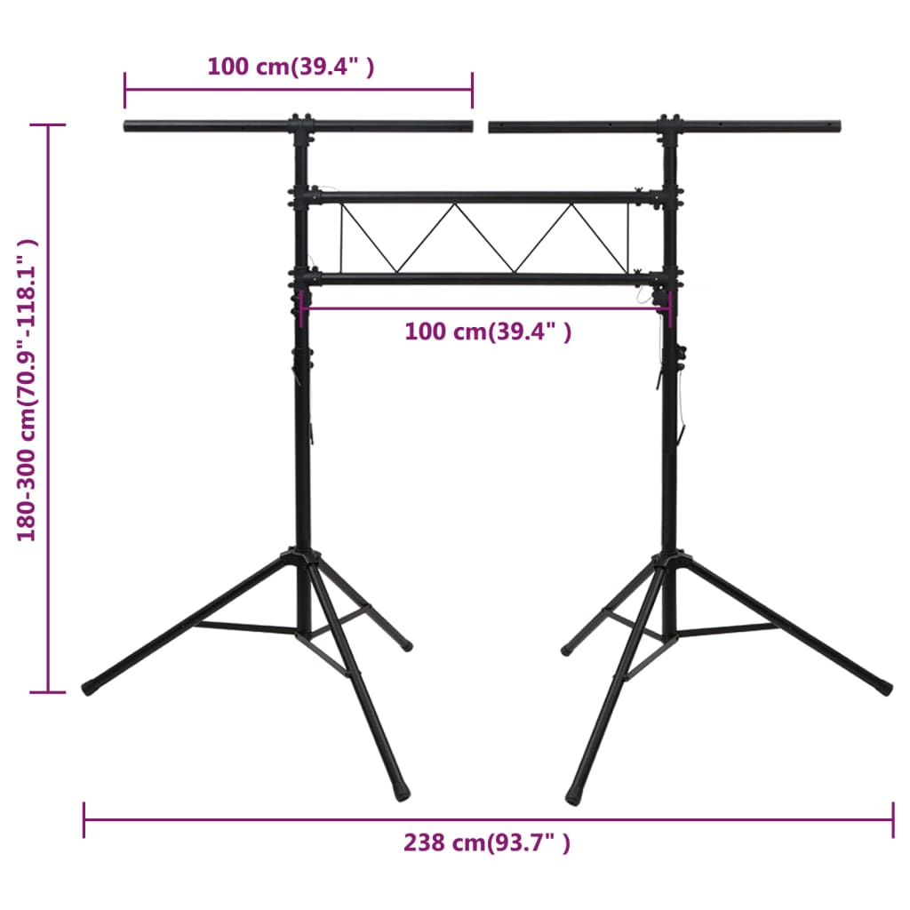vidaXL Support de lampe 238x115x(180-300) cm Acier