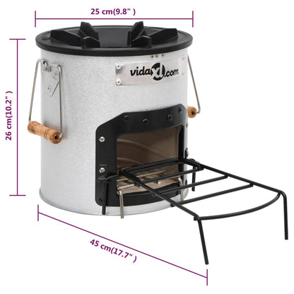 vidaXL Poêle à bois de camping Argenté 45x25x26 cm Acier