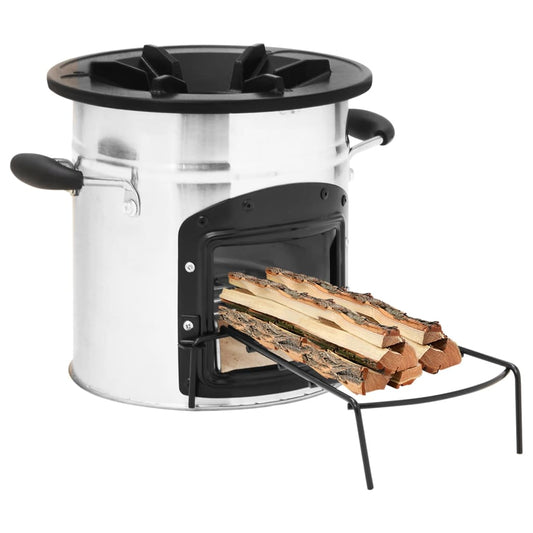 vidaXL Poêle à bois de camping Argenté 45,5x33x25,5cm Acier inoxydable