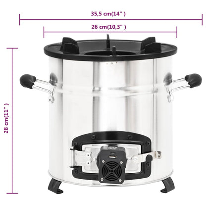 vidaXL Poêle à bois avec ventilateur USB Argenté 35,5x26x28 cm Inox