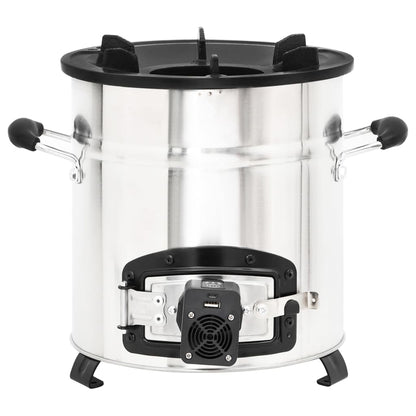 vidaXL Poêle à bois avec ventilateur USB Argenté 35,5x26x28 cm Inox