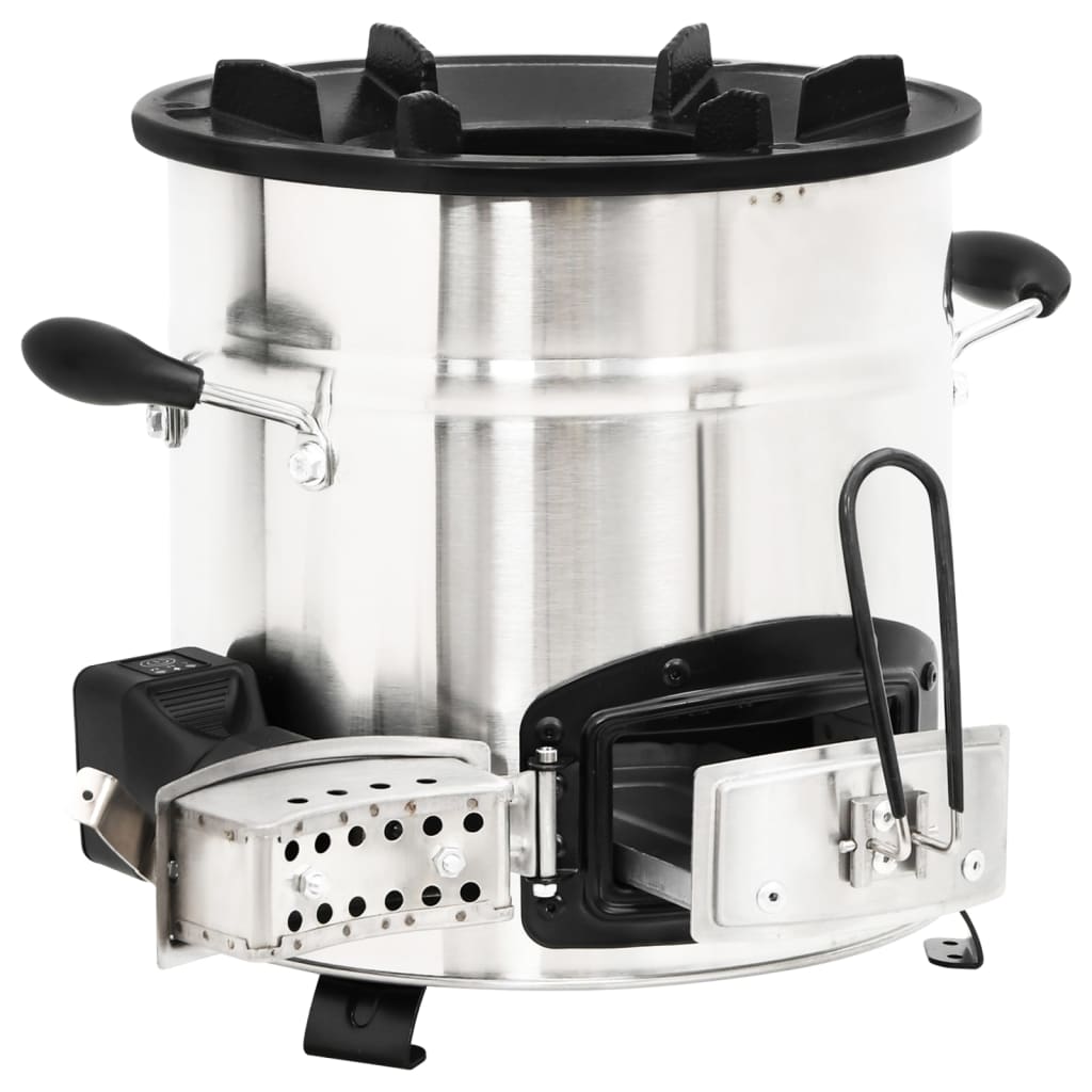 vidaXL Poêle à bois avec ventilateur USB Argenté 35,5x26x28 cm Inox