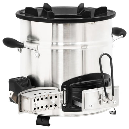 vidaXL Poêle à bois avec ventilateur USB Argenté 35,5x26x28 cm Inox