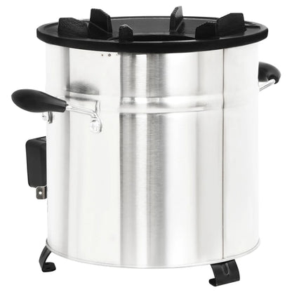 vidaXL Poêle à bois avec ventilateur USB Argenté 35,5x26x28 cm Inox