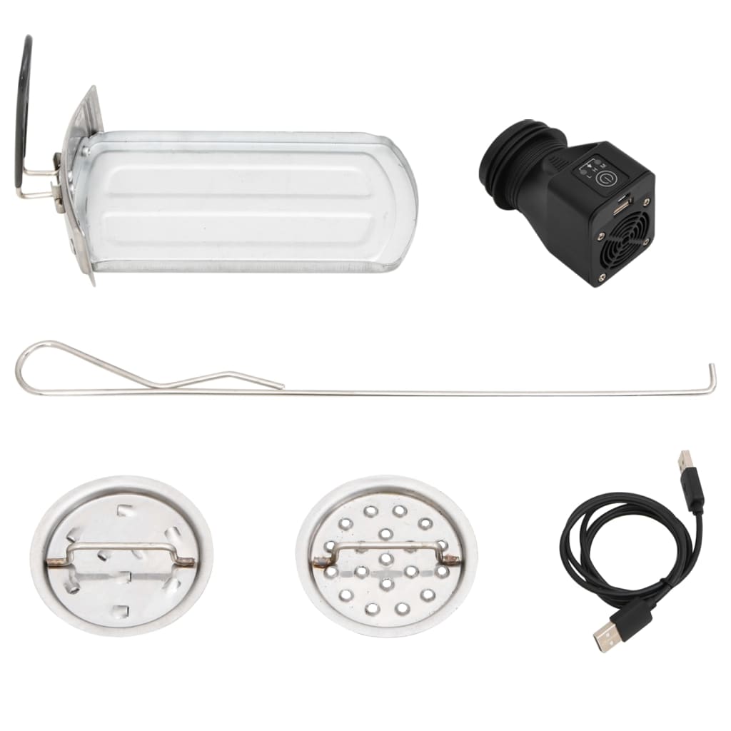 vidaXL Poêle à bois avec ventilateur USB Argenté 35,5x26x28 cm Inox