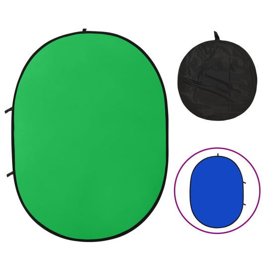 vidaXL Écran de fond de studio ovale 2 en 1 Vert et bleu 200x150 cm