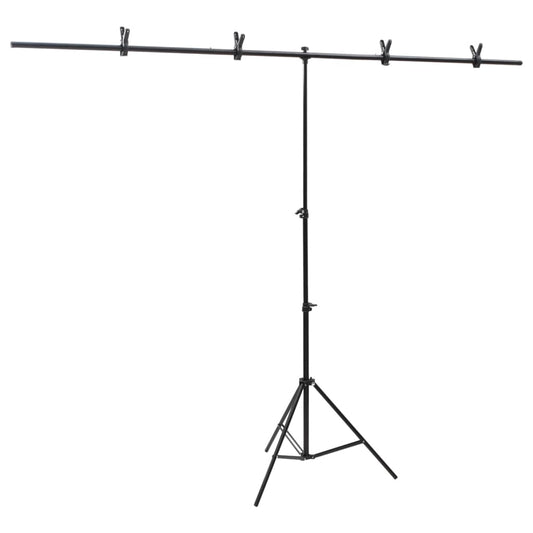 vidaXL Support de fond en forme de T Noir 201x60x(70-200) cm