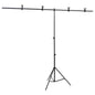 vidaXL Support de fond en forme de T Noir 201x60x(70-200) cm