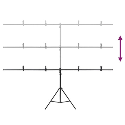 vidaXL Support de fond en forme de T Noir 201x60x(70-200) cm