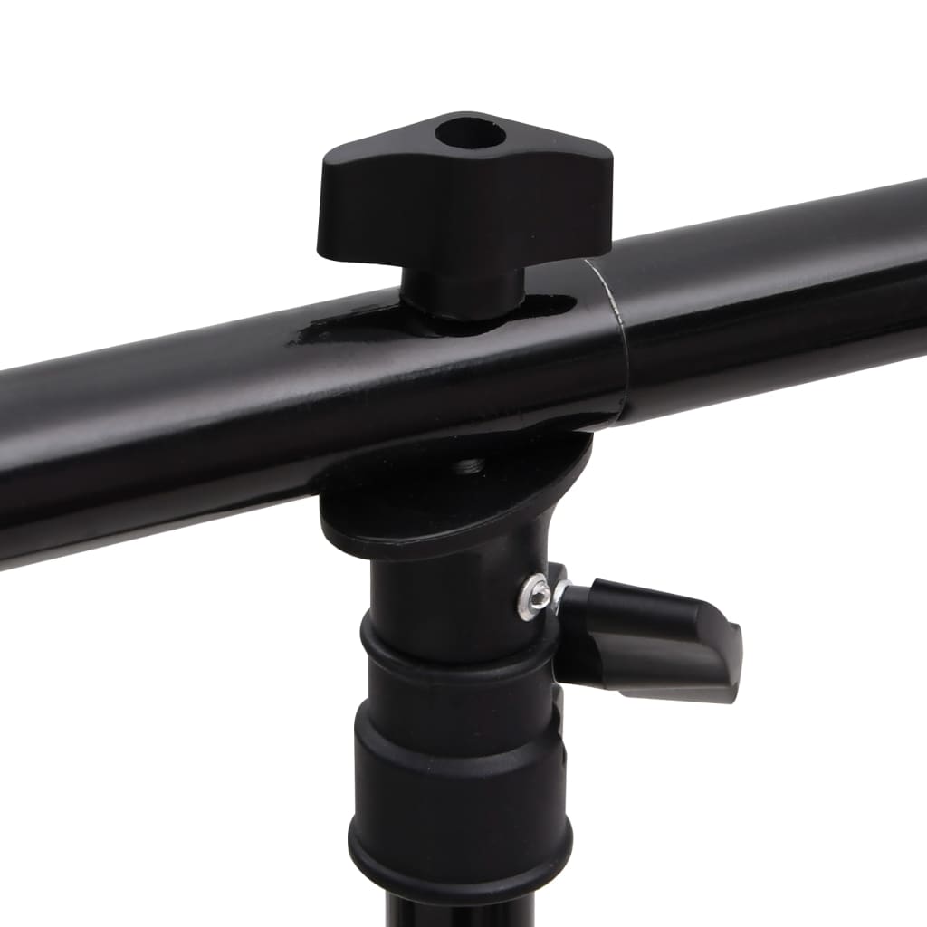 vidaXL Support de fond en forme de T Noir 201x60x(70-200) cm