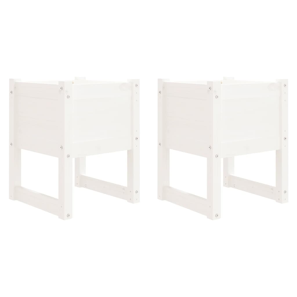 vidaXL Jardinières 2 pcs Blanc 40x40x52,5 cm Bois massif de pin