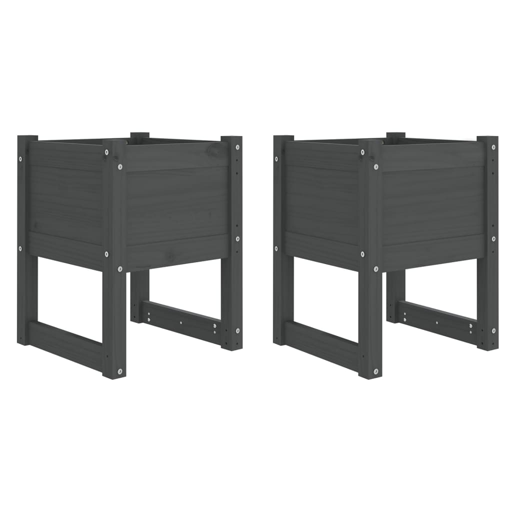 vidaXL Jardinières 2 pcs Gris 40x40x52,5 cm Bois massif de pin