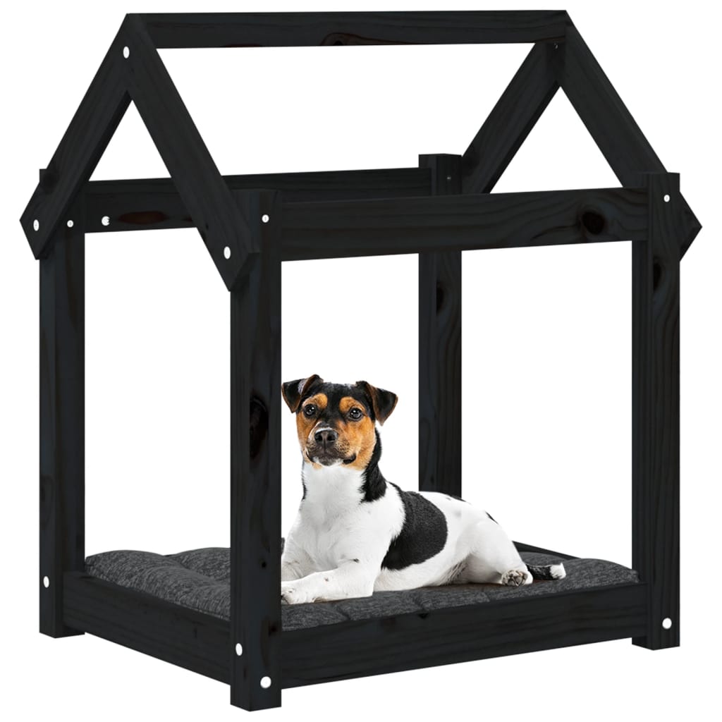 vidaXL Lit pour chien Noir 61x50x70 cm Bois de pin solide