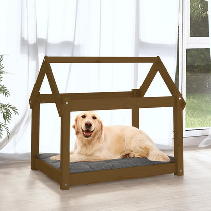 vidaXL Lit pour chien Marron miel 81x60x70 cm Bois de pin solide