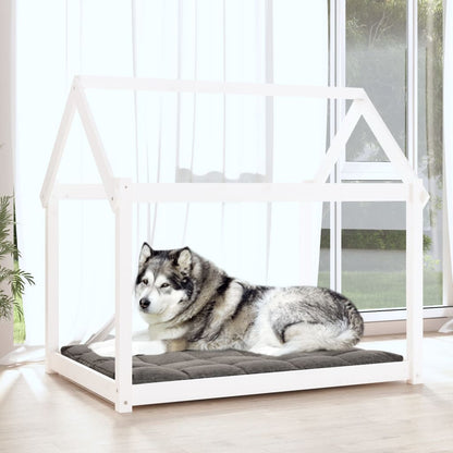 vidaXL Lit pour chien Blanc 111x80x100 cm Bois de pin solide