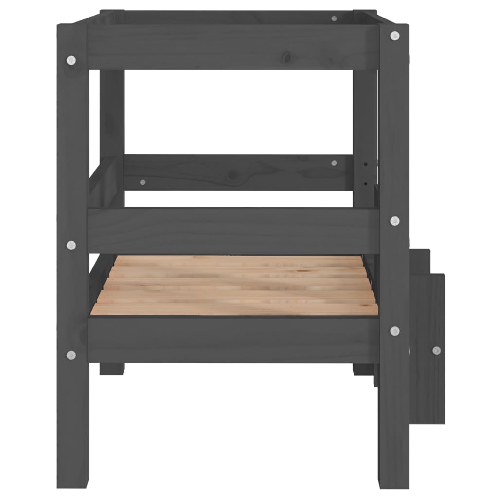 vidaXL Lit pour chien Gris 55,5x53,5x60 cm Bois de pin solide