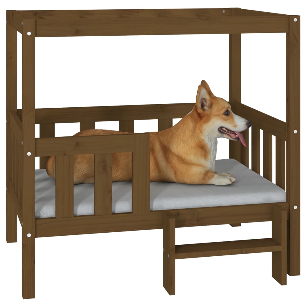 vidaXL Lit pour chien Marron miel 95,5x73,5x90 cm Bois de pin solide