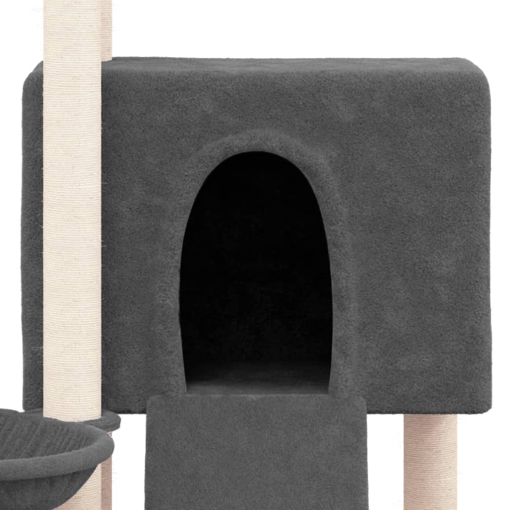 vidaXL Arbre à chat avec griffoirs en sisal Gris foncé 96 cm