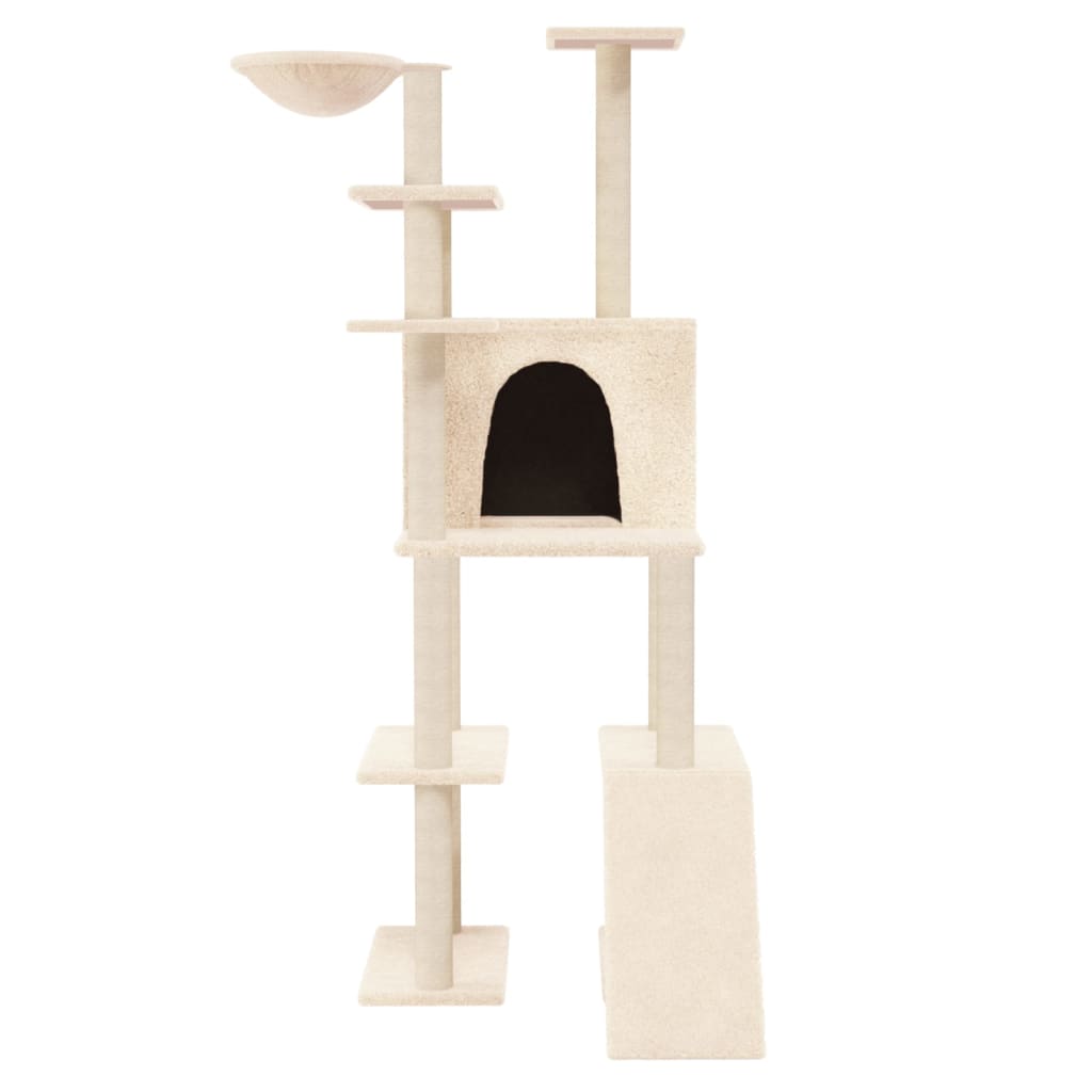 vidaXL Arbre à chat avec griffoirs en sisal Crème 166 cm