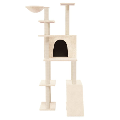 vidaXL Arbre à chat avec griffoirs en sisal Crème 166 cm