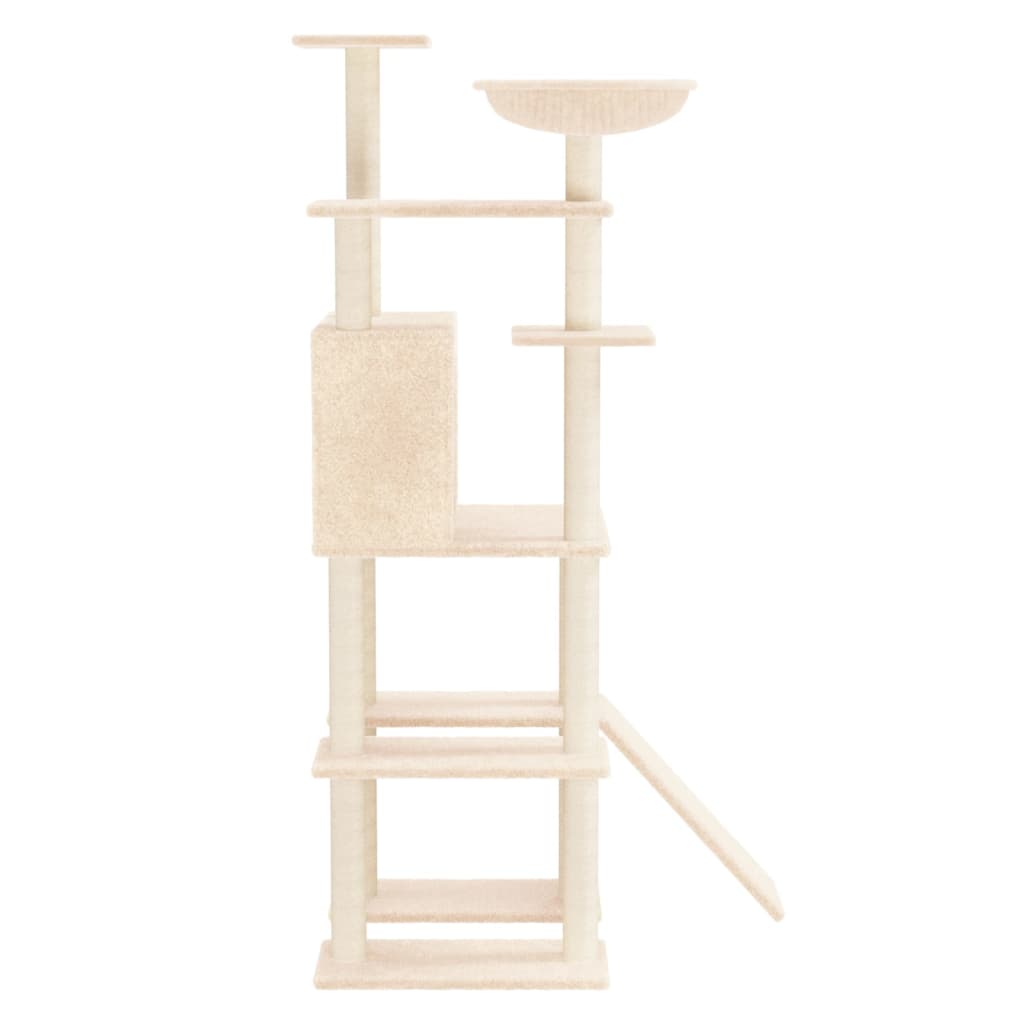 vidaXL Arbre à chat avec griffoirs en sisal Crème 166 cm