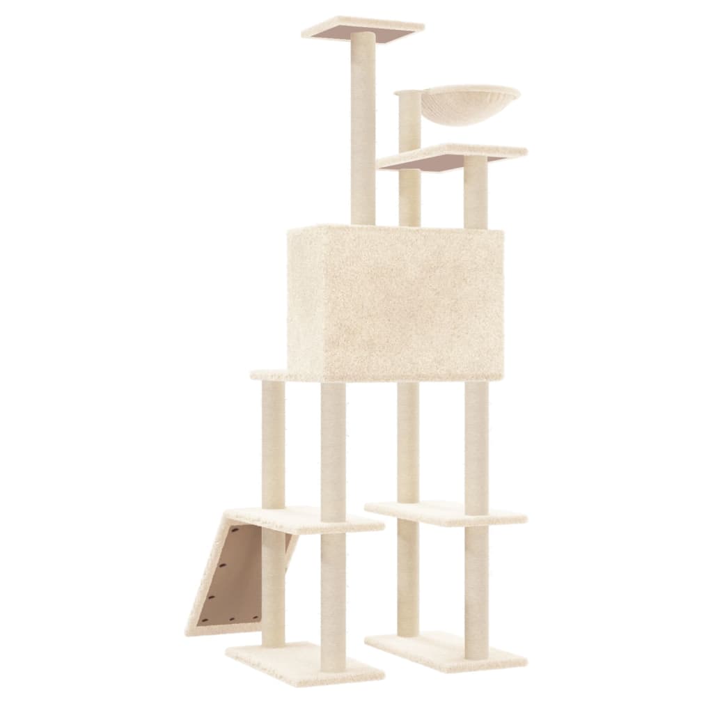 vidaXL Arbre à chat avec griffoirs en sisal Crème 166 cm