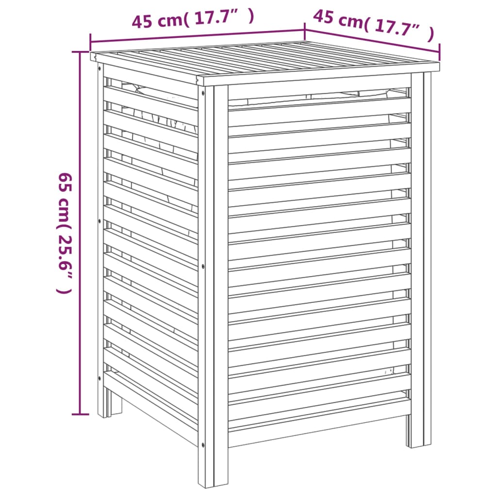 vidaXL Panier à linge 45x45x65 cm Bois massif de noyer