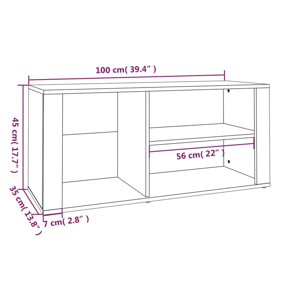 vidaXL Armoire à chaussures Chêne fumé 100x35x45 cm Bois d'ingénierie