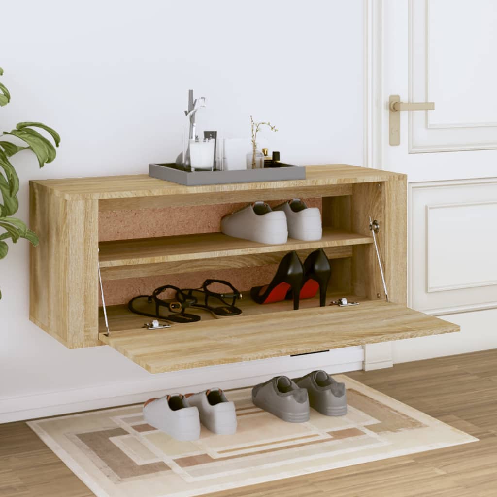 vidaXL Armoire à chaussures murale Chêne sonoma 100x35x38 cm