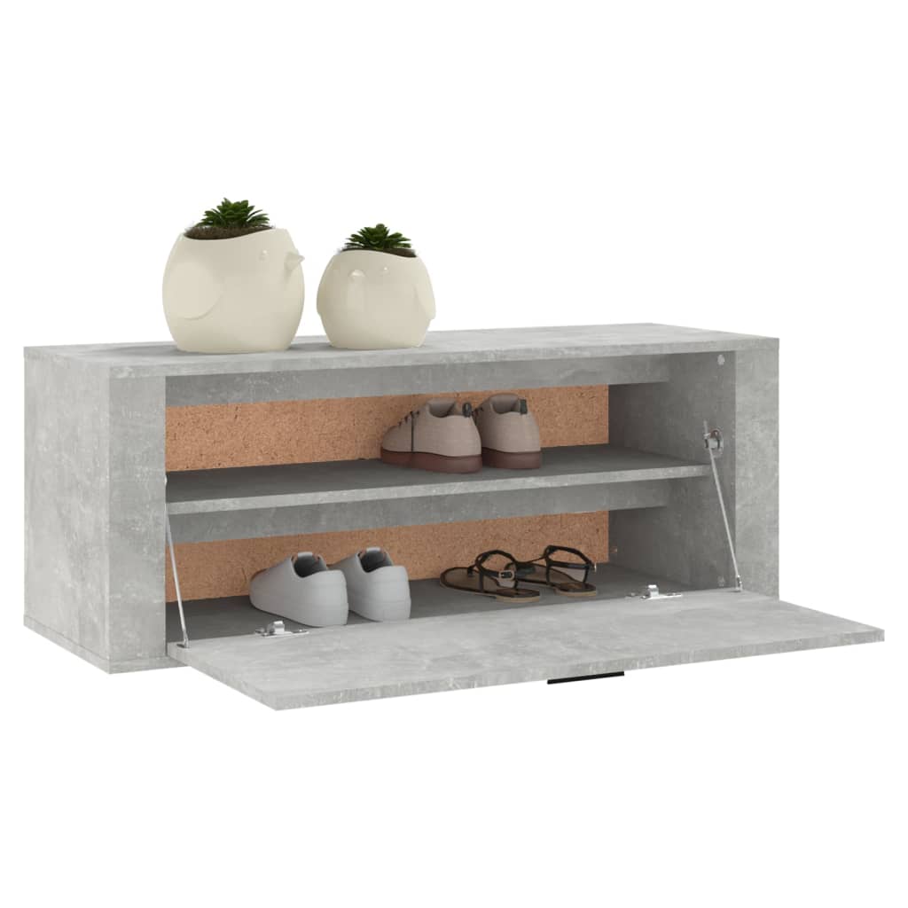 vidaXL Armoire à chaussures murale Gris béton 100x35x38 cm
