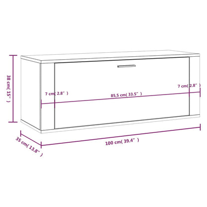 vidaXL Armoire à chaussures murale Gris béton 100x35x38 cm