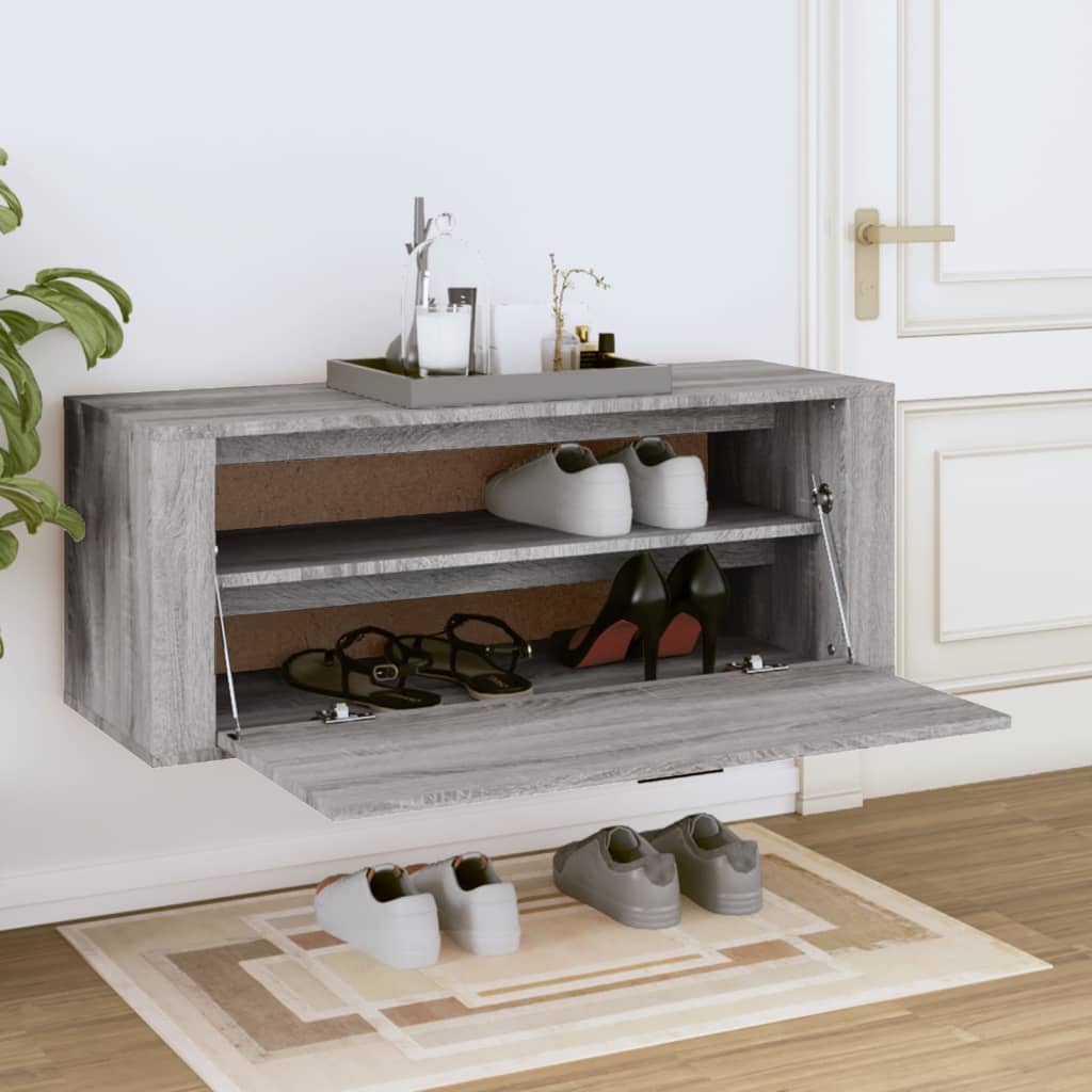 vidaXL Armoire à chaussures murale Sonoma gris 100x35x38 cm