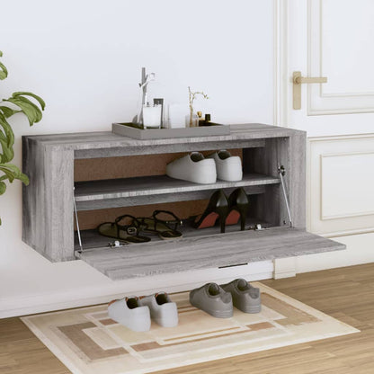vidaXL Armoire à chaussures murale Sonoma gris 100x35x38 cm
