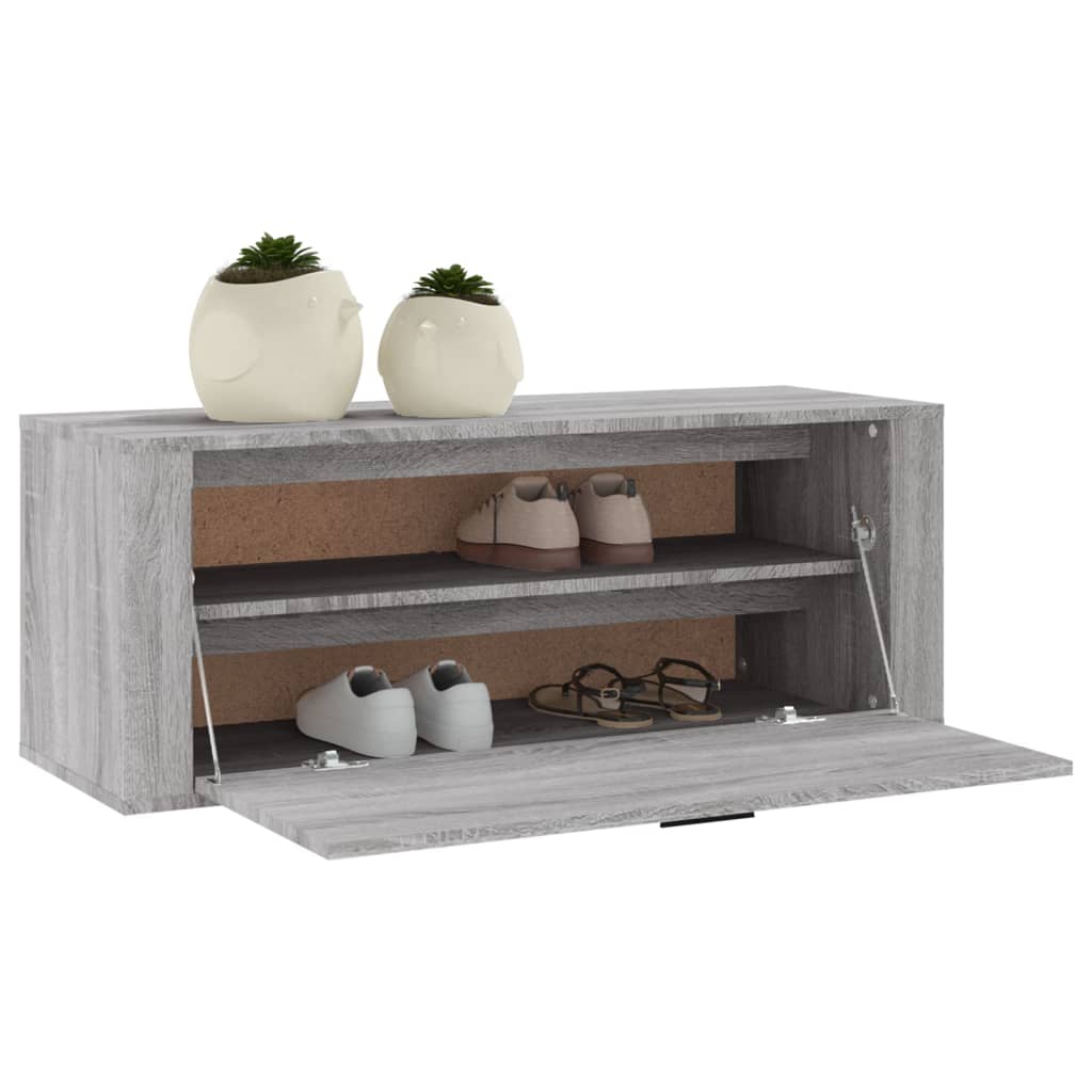 vidaXL Armoire à chaussures murale Sonoma gris 100x35x38 cm