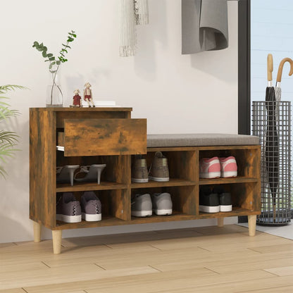 vidaXL Armoire à chaussures Chêne fumé 102x36x60 cm Bois d'ingénierie