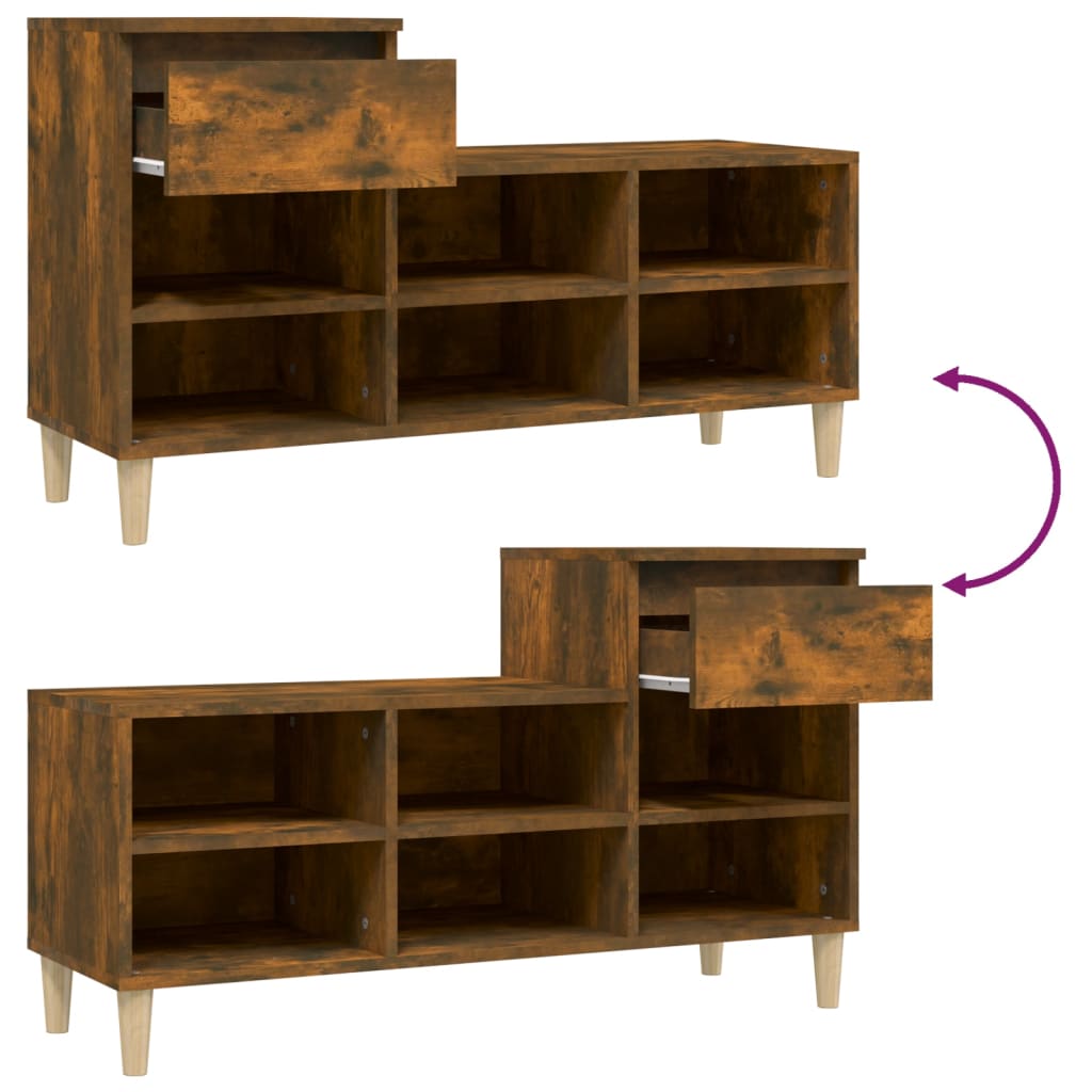 vidaXL Armoire à chaussures Chêne fumé 102x36x60 cm Bois d'ingénierie