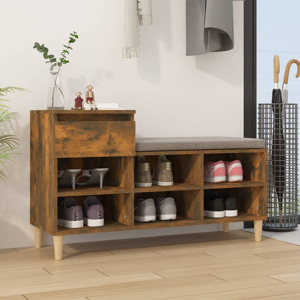 vidaXL Armoire à chaussures Chêne fumé 102x36x60 cm Bois d'ingénierie