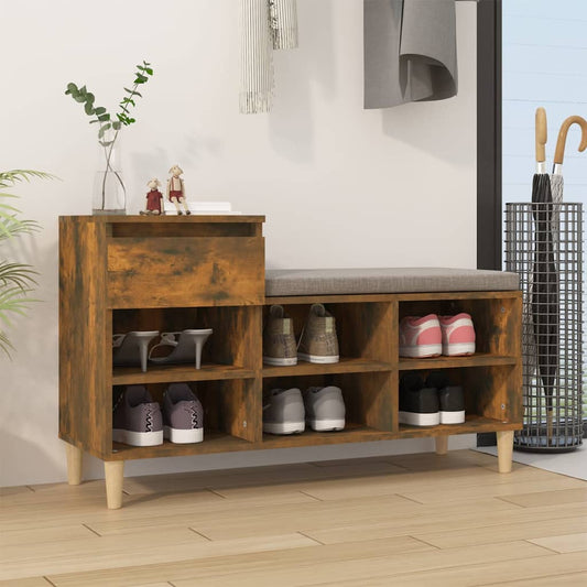vidaXL Armoire à chaussures Chêne fumé 102x36x60 cm Bois d'ingénierie